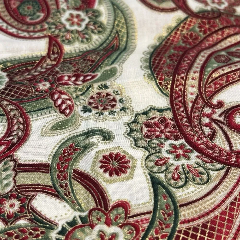 Imperial Collection Paisley Cotton Quilting Fabric Red Green Gold 31